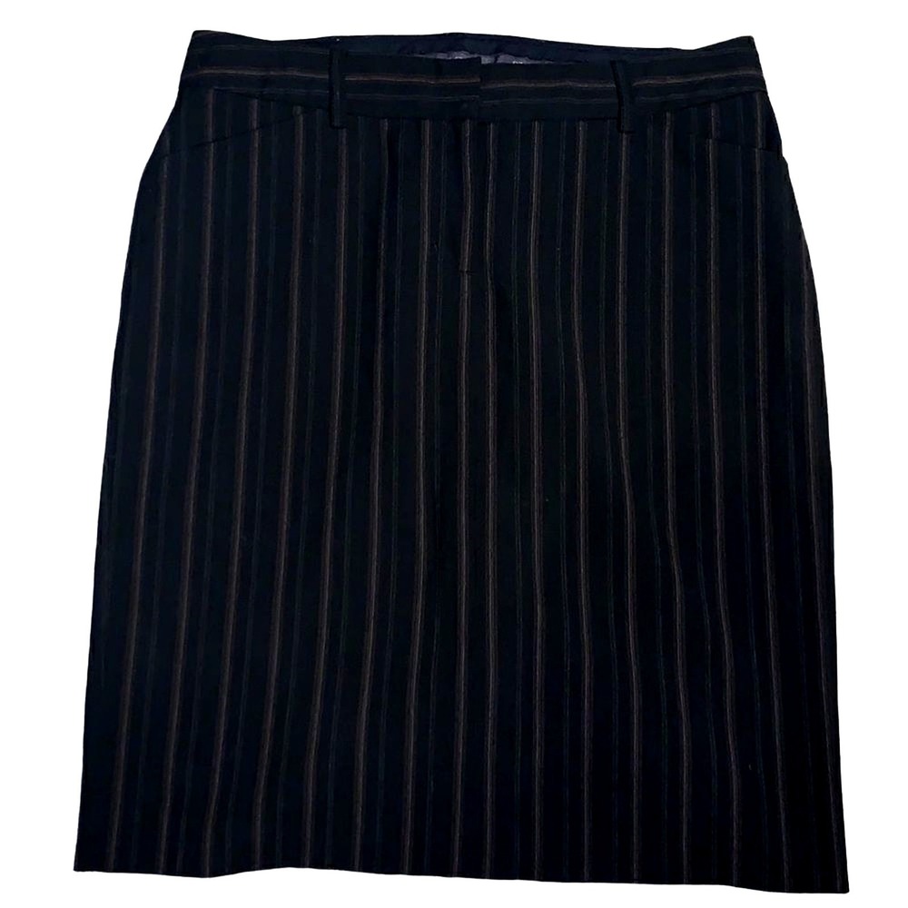 EXPRESS‎ black brown striped pencil skirt 4
